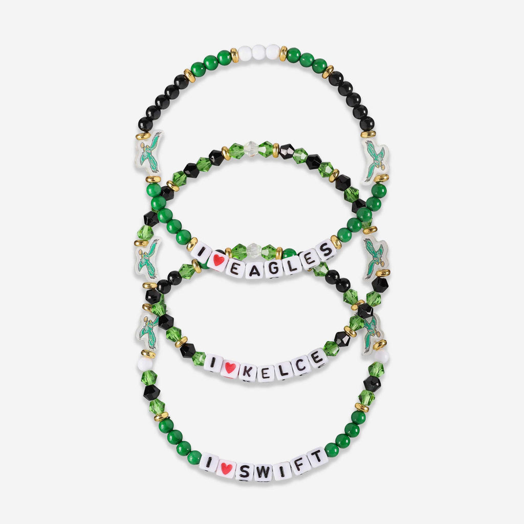 Jason Kelce & D'Andre Swift Philadelphia Eagles Kelly Green 3 Pack Player Friendship Bracelet FOCO - FOCO.com