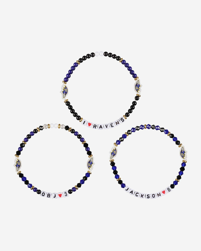 Lamar Jackson & Odell Beckham Jr Baltimore Ravens 3 Pack Player Friendship Bracelet FOCO - FOCO.com