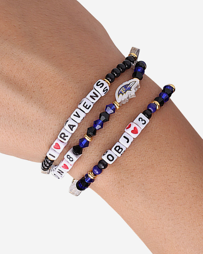 Lamar Jackson & Odell Beckham Jr Baltimore Ravens 3 Pack Player Friendship Bracelet FOCO - FOCO.com