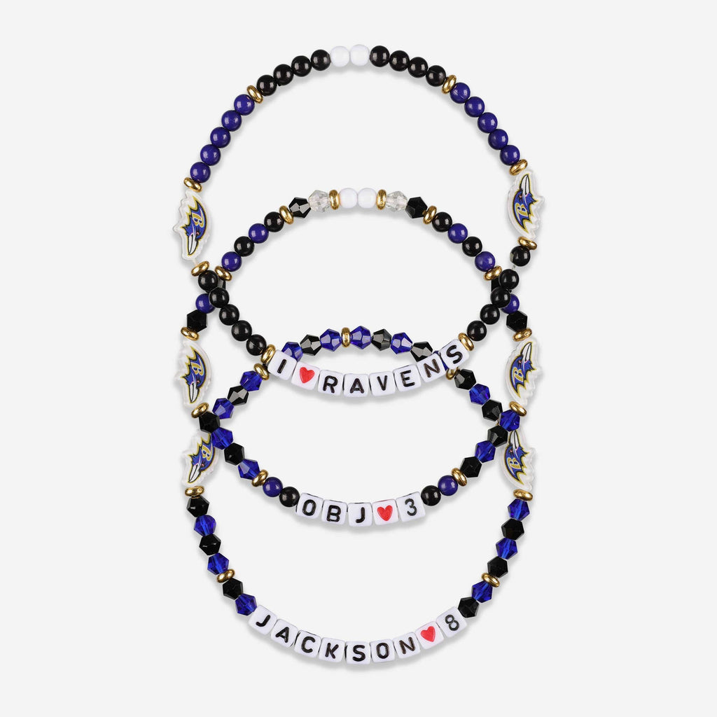 Lamar Jackson & Odell Beckham Jr Baltimore Ravens 3 Pack Player Friendship Bracelet FOCO - FOCO.com