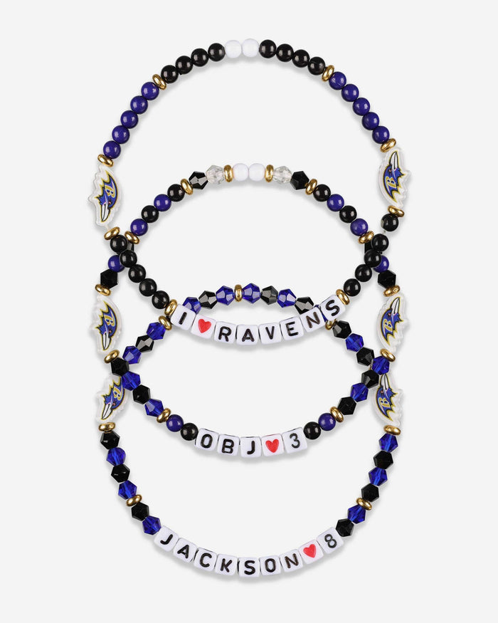 Lamar Jackson & Odell Beckham Jr Baltimore Ravens 3 Pack Player Friendship Bracelet FOCO - FOCO.com