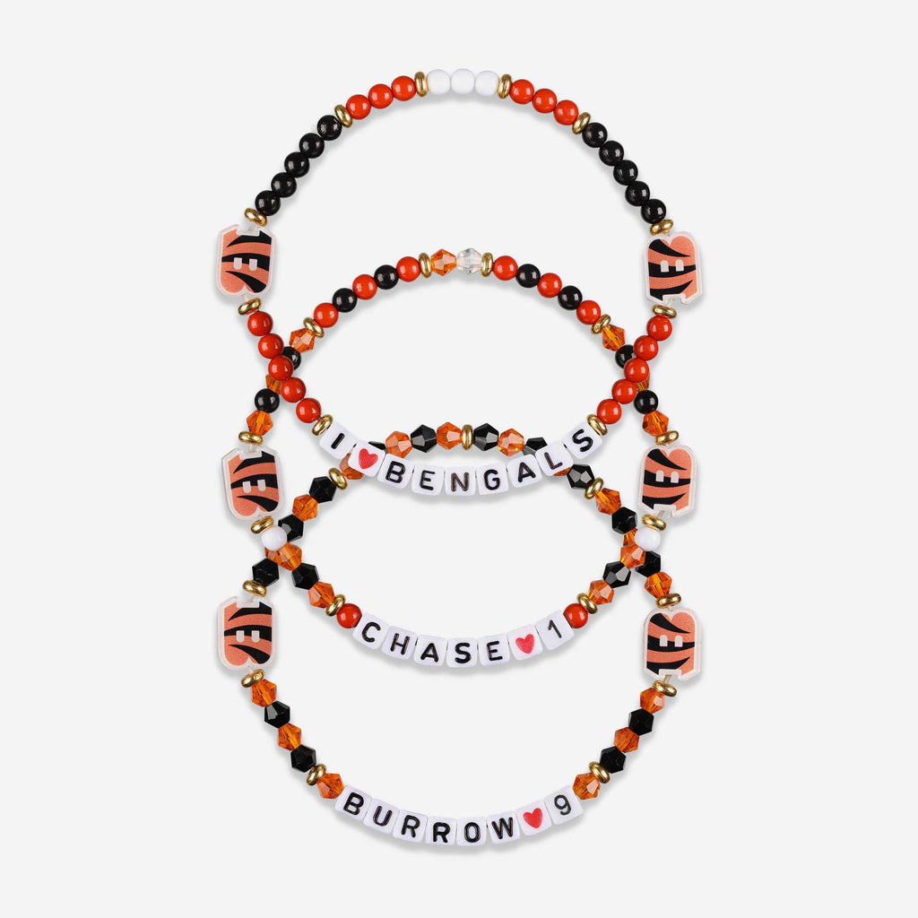 Joe Burrow & Ja'Marr Chase Cincinnati Bengals 3 Pack Player Friendship Bracelet FOCO - FOCO.com