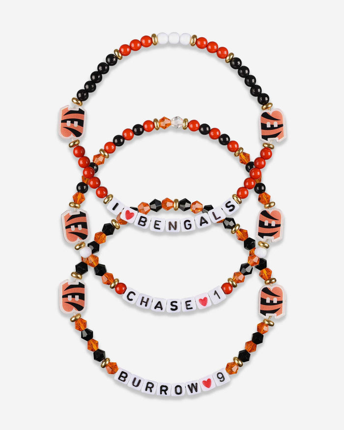 Joe Burrow & Ja'Marr Chase Cincinnati Bengals 3 Pack Player Friendship Bracelet FOCO - FOCO.com