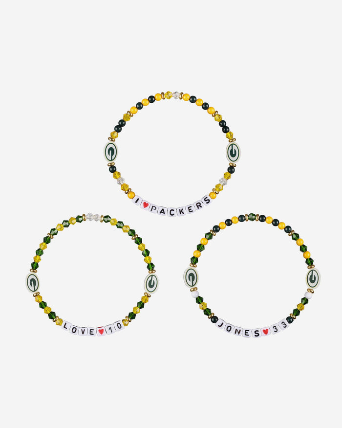 Aaron Jones & Jordan Love Green Bay Packers 3 Pack Player Friendship Bracelet FOCO - FOCO.com