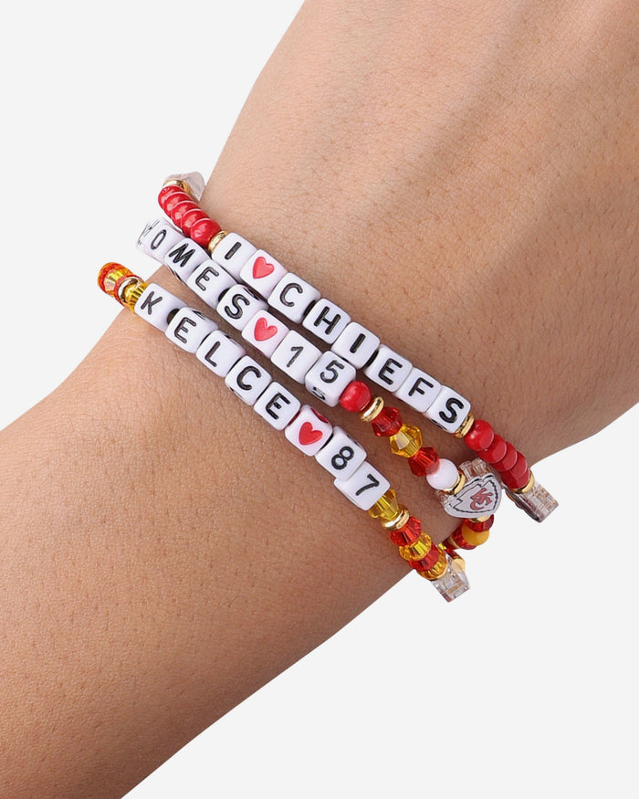 Travis Kelce & Patrick Mahomes Kansas City Chiefs 3 Pack Player Friendship Bracelet FOCO - FOCO.com