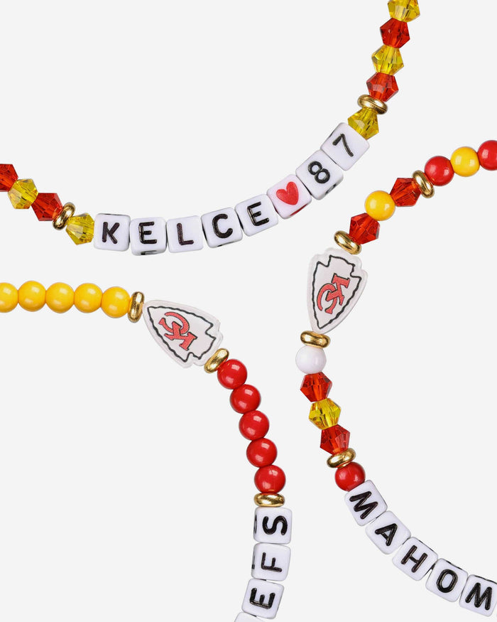 Travis Kelce & Patrick Mahomes Kansas City Chiefs 3 Pack Player Friendship Bracelet FOCO - FOCO.com