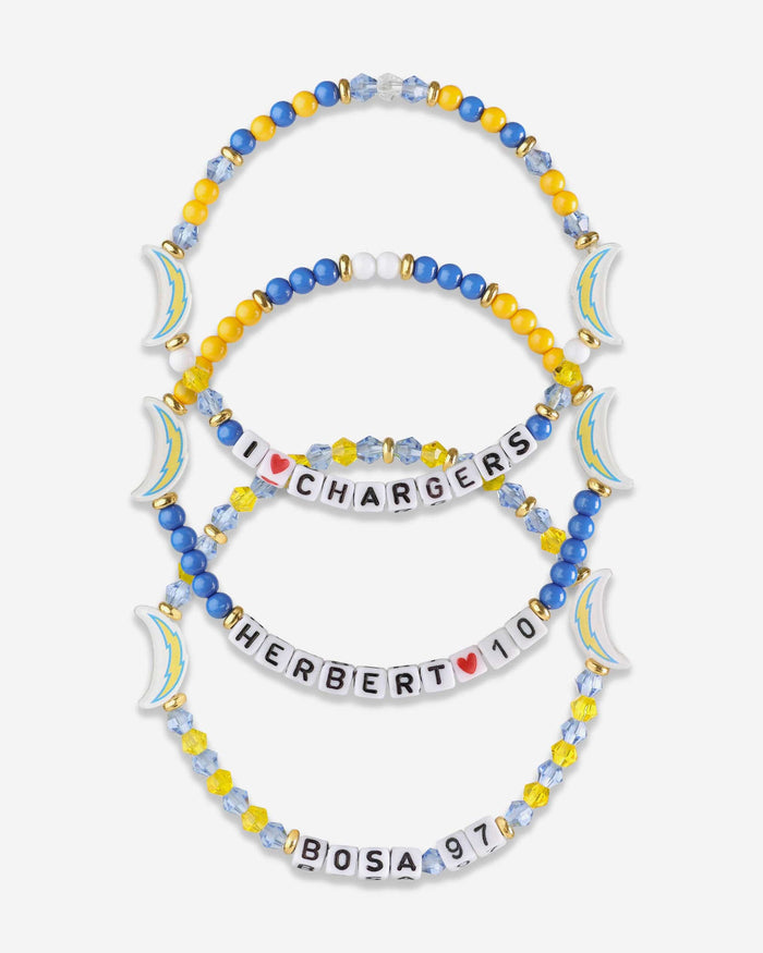 Justin Herbert & Joey Bosa Los Angeles Chargers 3 Pack Player Friendship Bracelet FOCO - FOCO.com