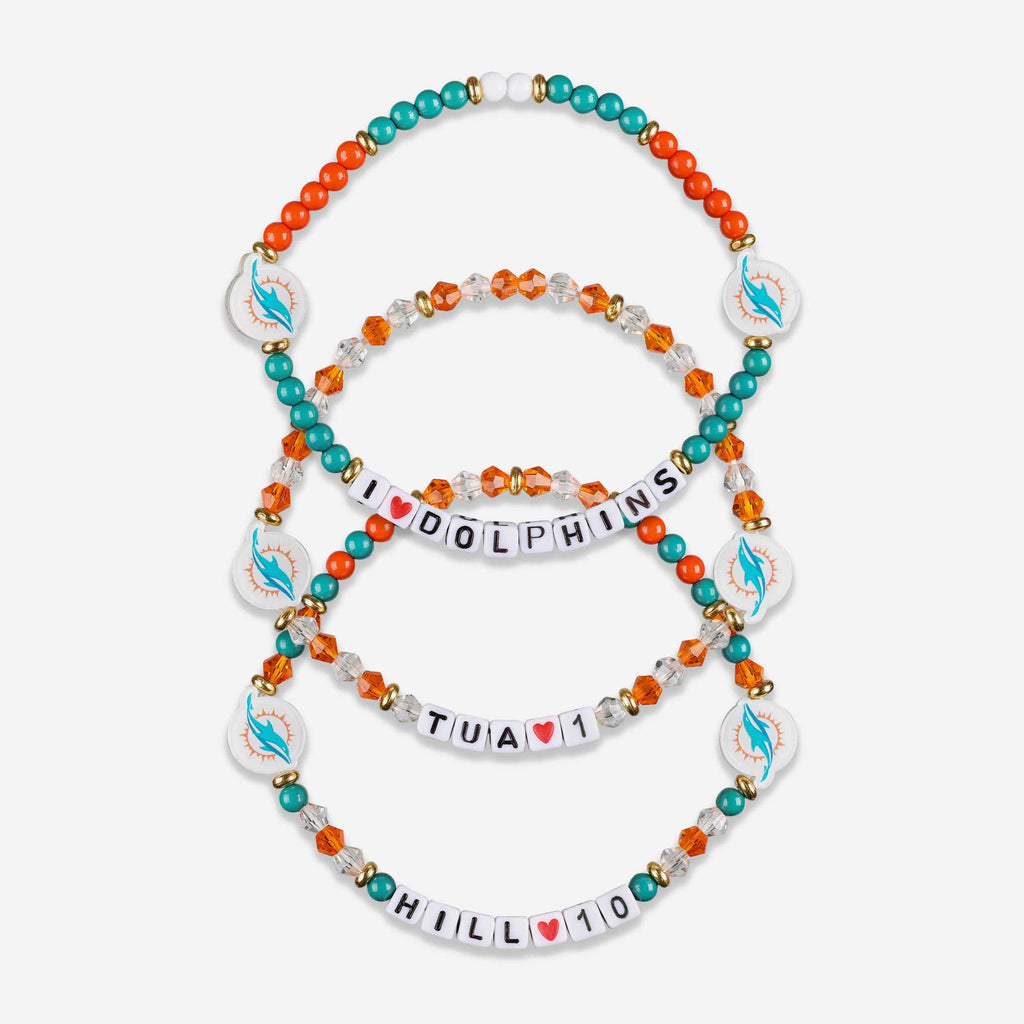 Tua Tagovailoa & Tyreek Hill Miami Dolphins 3 Pack Player Friendship Bracelet FOCO - FOCO.com