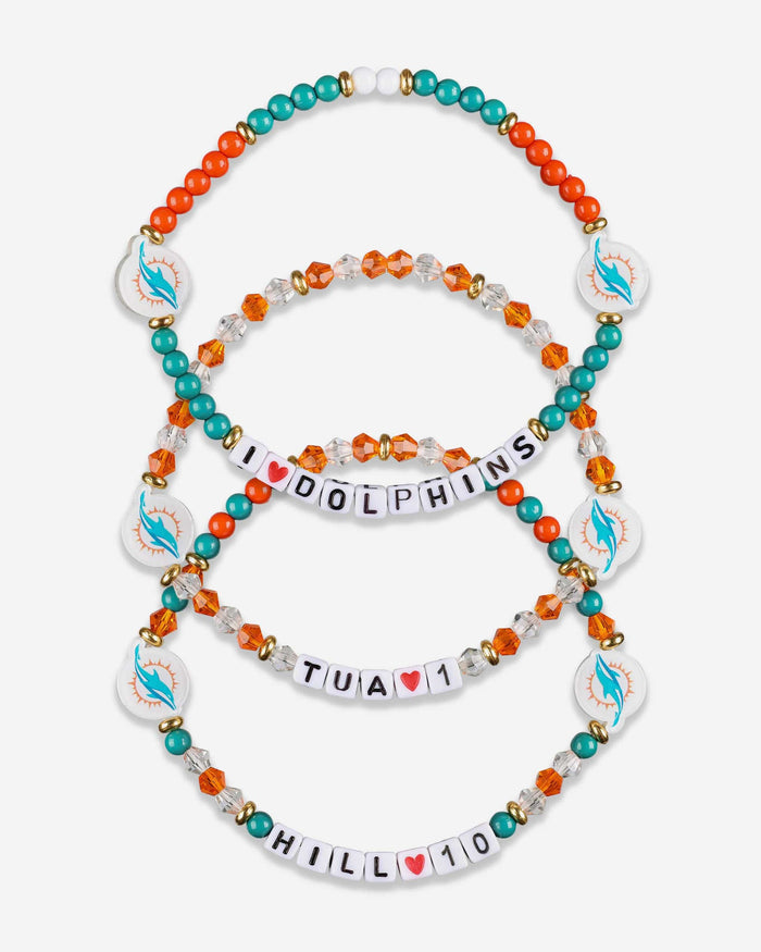 Tua Tagovailoa & Tyreek Hill Miami Dolphins 3 Pack Player Friendship Bracelet FOCO - FOCO.com