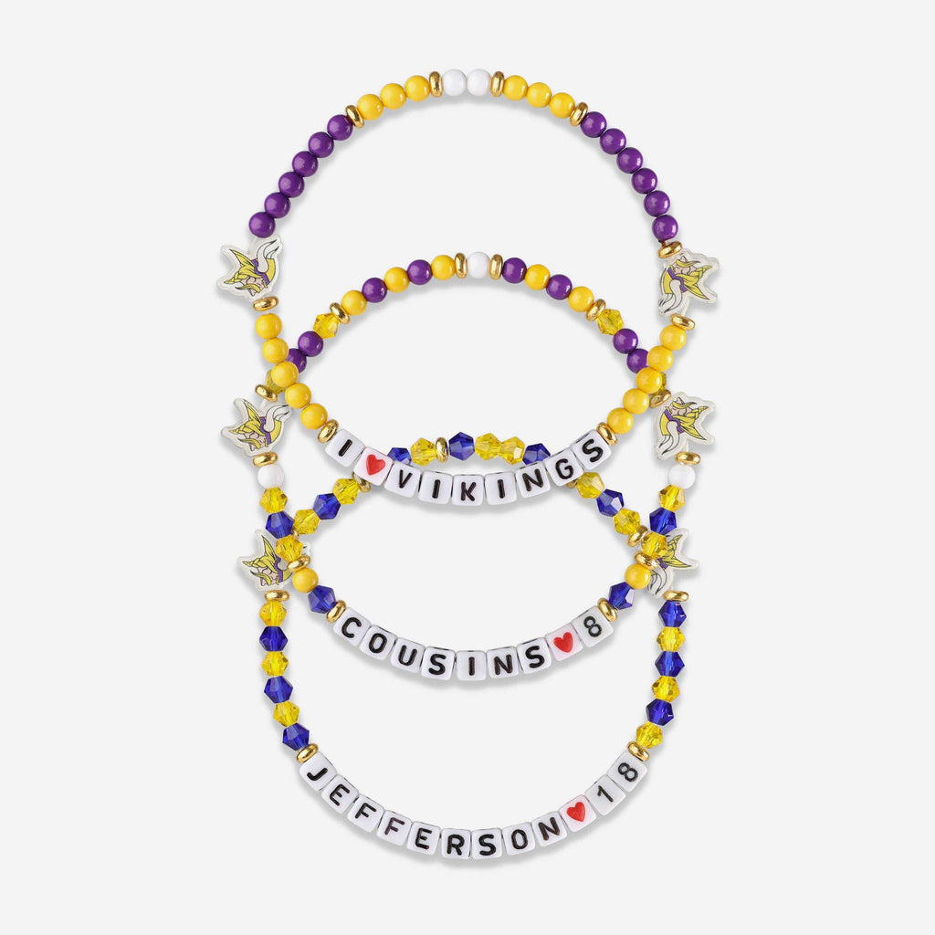 Justin Jefferson & Kirk Cousins Minnesota Vikings 3 Pack Player Friendship Bracelet FOCO - FOCO.com