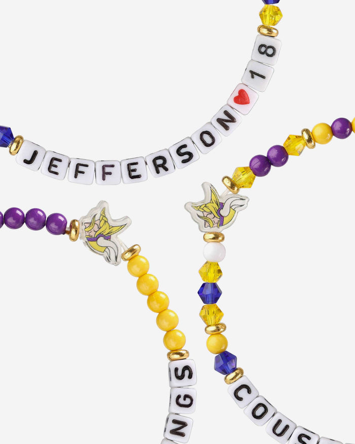 Justin Jefferson & Kirk Cousins Minnesota Vikings 3 Pack Player Friendship Bracelet FOCO - FOCO.com