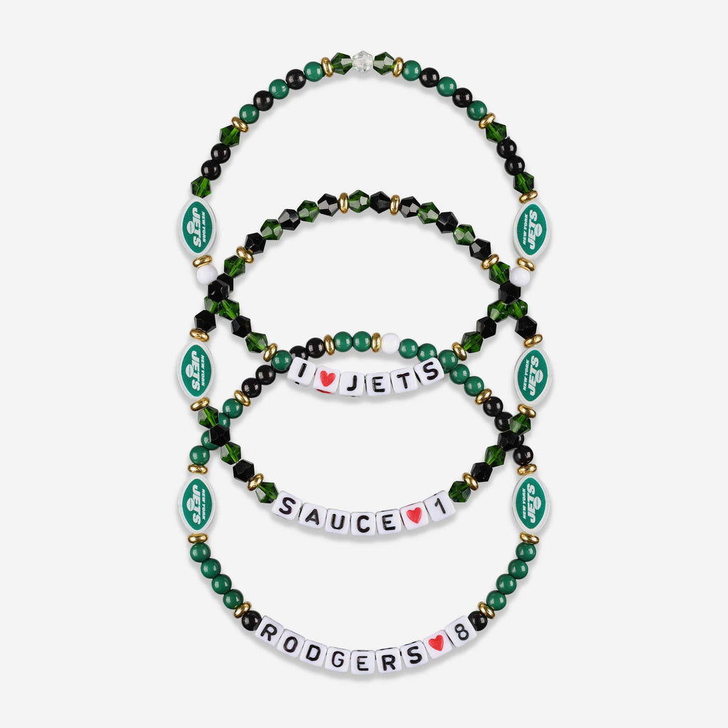 Aaron Rodgers & Sauce Gardner New York Jets 3 Pack Player Friendship Bracelet FOCO - FOCO.com