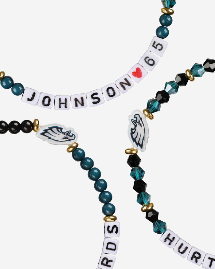 Jalen Hurts & Lane Johnson Philadelphia Eagles 3 Pack Player Friendship Bracelet FOCO - FOCO.com