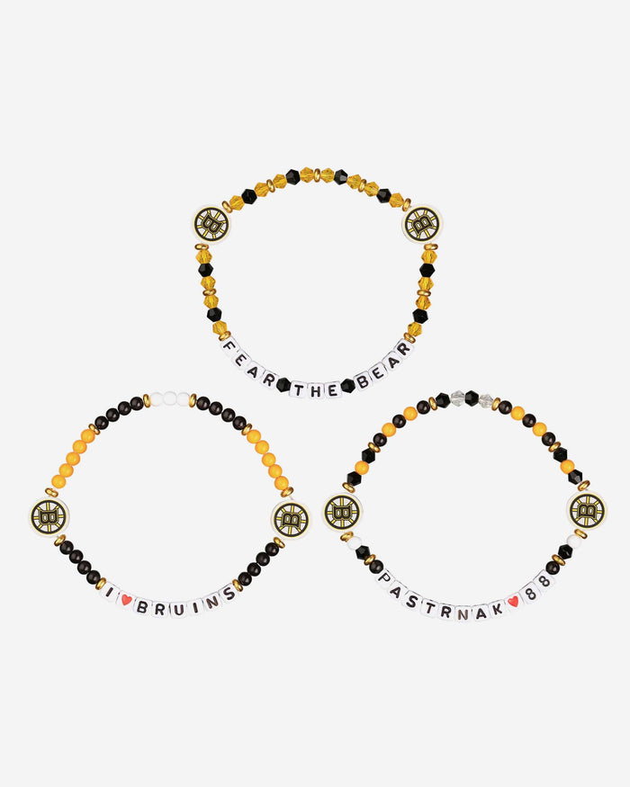 David Pastrnak Boston Bruins 3 Pack Player Friendship Bracelet FOCO - FOCO.com