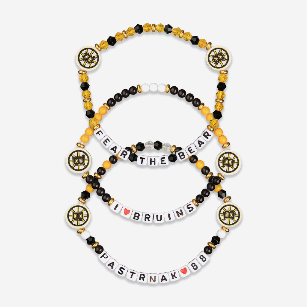 David Pastrnak Boston Bruins 3 Pack Player Friendship Bracelet FOCO - FOCO.com