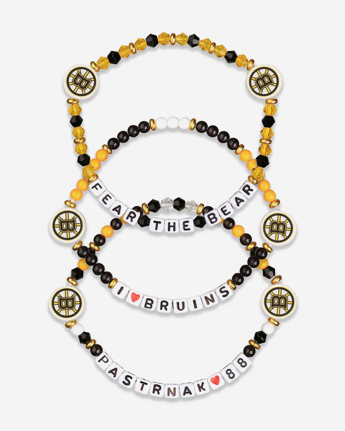 David Pastrnak Boston Bruins 3 Pack Player Friendship Bracelet FOCO - FOCO.com