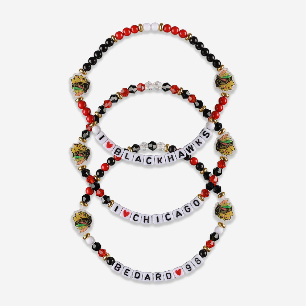 Connor Bedard Chicago Blackhawks 3 Pack Player Friendship Bracelet FOCO - FOCO.com