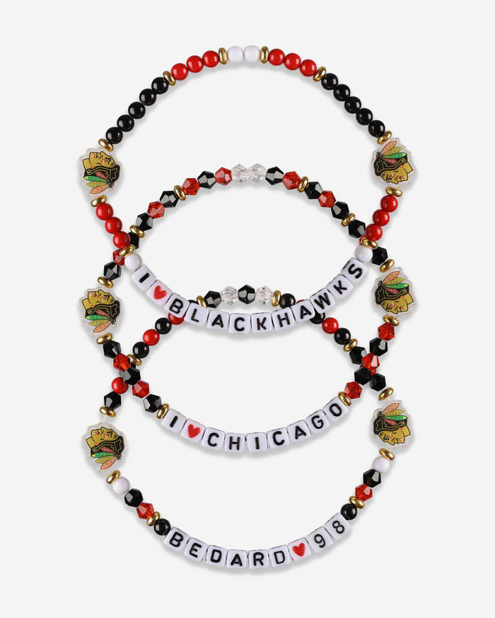 Connor Bedard Chicago Blackhawks 3 Pack Player Friendship Bracelet FOCO - FOCO.com