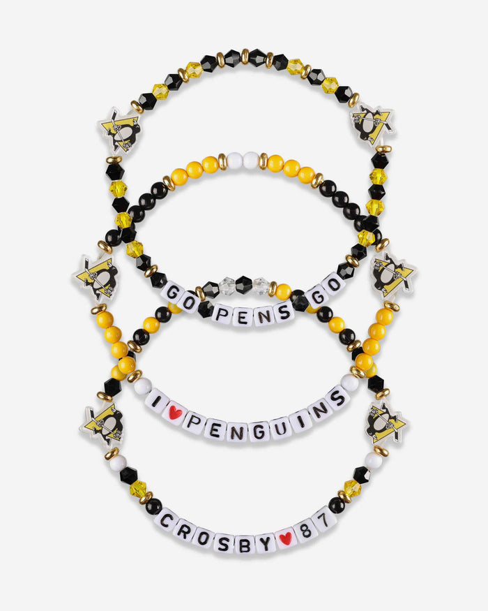 Sidney Crosby Pittsburgh Penguins 3 Pack Player Friendship Bracelet FOCO - FOCO.com