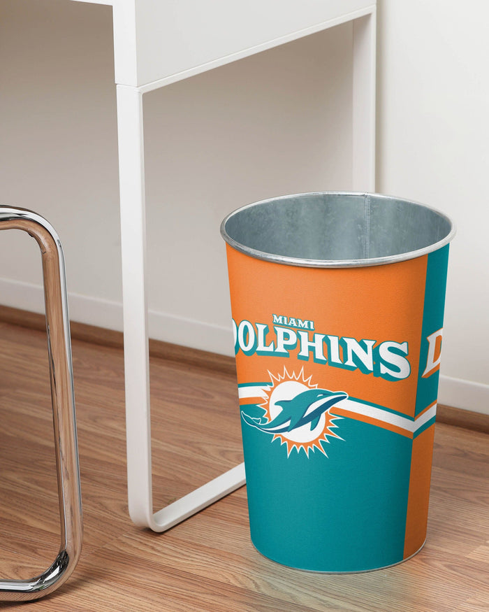 Miami Dolphins Team Stripe Trash Can FOCO - FOCO.com