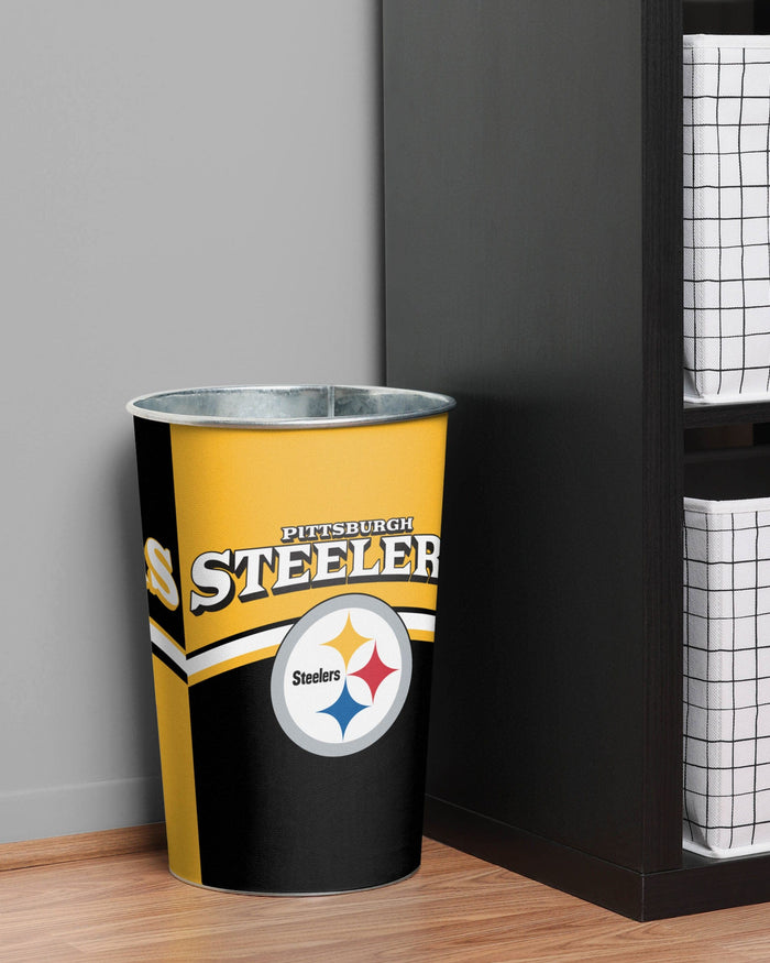 Pittsburgh Steelers Team Stripe Trash Can FOCO - FOCO.com