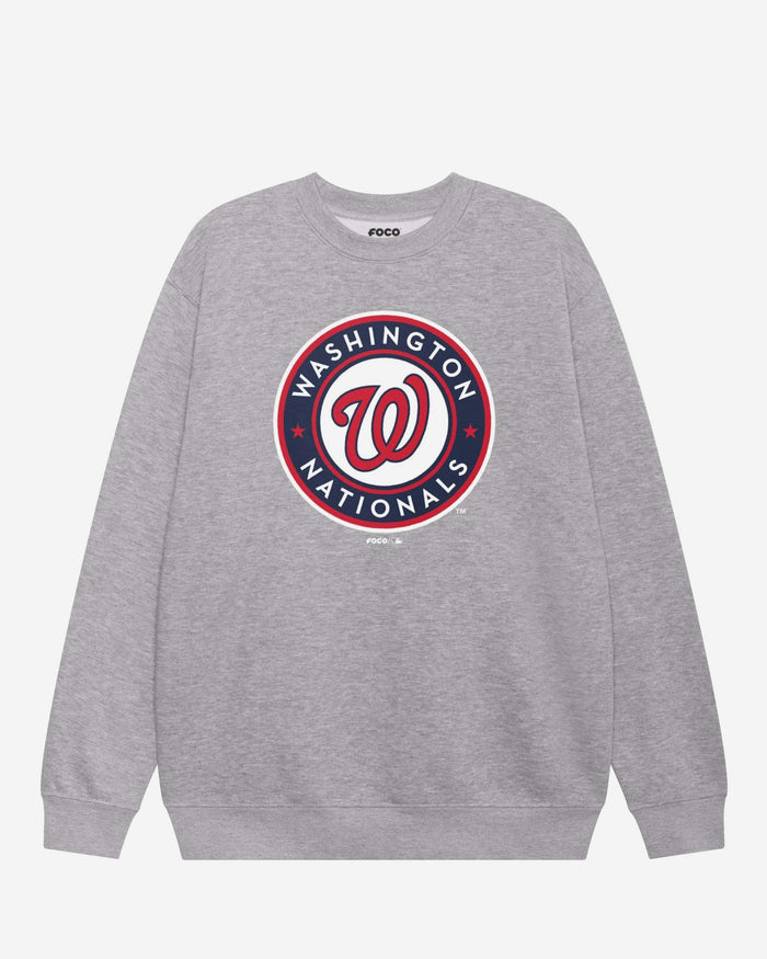 Washington Nationals Home Alternate Logo Crew Neck Sweatshirt FOCO Athletic Heather S - FOCO.com