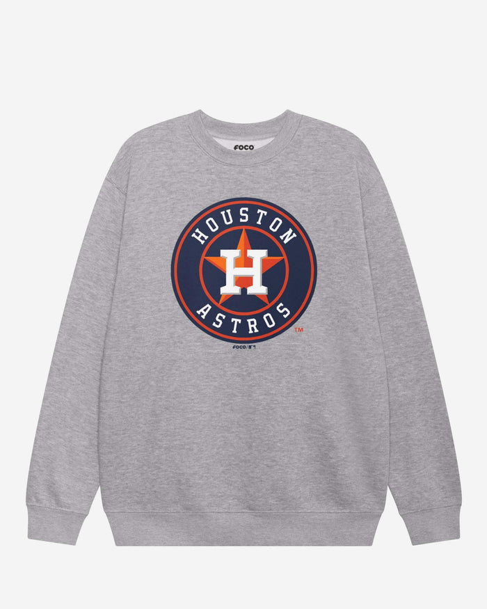 Houston Astros Alternate Logo Crew Neck Sweatshirt FOCO Athletic Heather S - FOCO.com