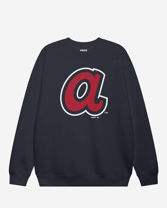 Atlanta Braves Alternate Logo Crew Neck Sweatshirt FOCO Navy S - FOCO.com