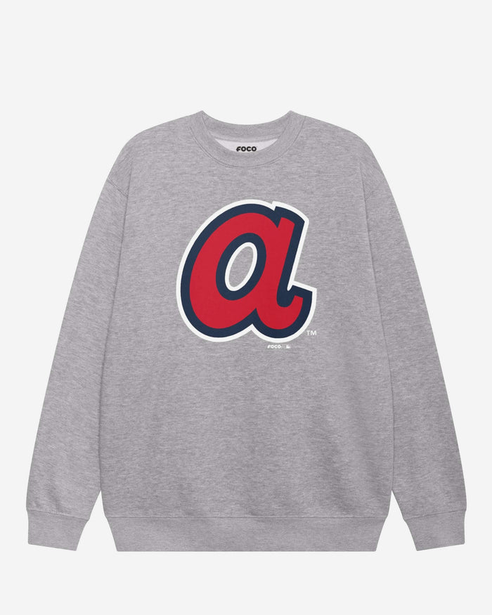 Atlanta Braves Alternate Logo Crew Neck Sweatshirt FOCO Athletic Heather S - FOCO.com