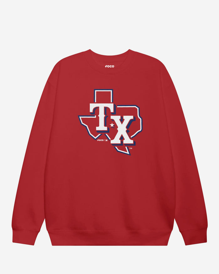 Texas Rangers 2020 Alternate Logo Crew Neck Sweatshirt FOCO Red S - FOCO.com