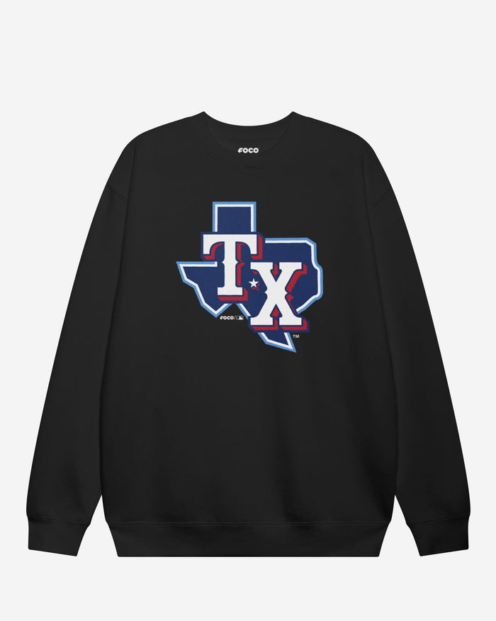 Texas Rangers 2020 Alternate Logo Crew Neck Sweatshirt FOCO Black S - FOCO.com