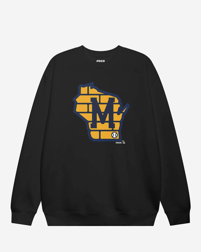 Milwaukee Brewers Away Alternate Logo Crew Neck Sweatshirt FOCO Black S - FOCO.com