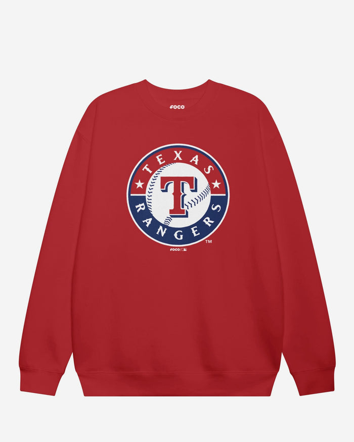 Texas Rangers 2024 Alternate Logo Crew Neck Sweatshirt FOCO Red S - FOCO.com