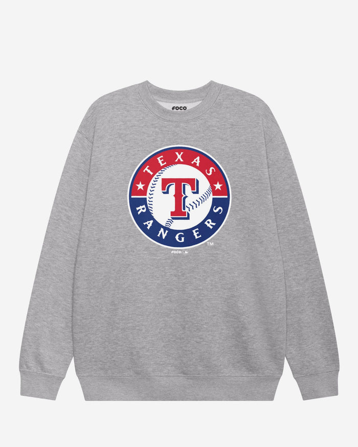 Texas Rangers 2024 Alternate Logo Crew Neck Sweatshirt FOCO Athletic Heather S - FOCO.com