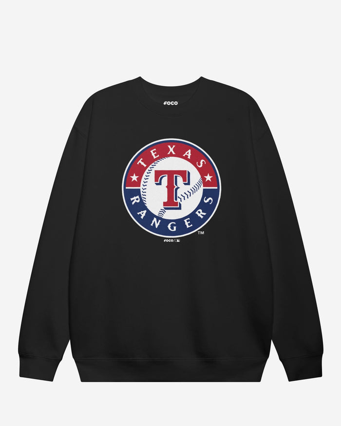Texas Rangers 2024 Alternate Logo Crew Neck Sweatshirt FOCO Black S - FOCO.com