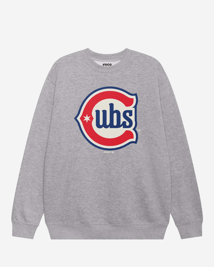 Chicago Cubs 2025 Alternate Logo Crew Neck Sweatshirt FOCO Athletic Heather S - FOCO.com
