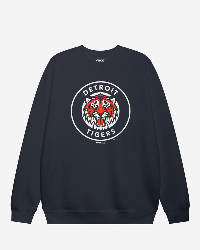 Detroit Tigers Alternate Logo Crew Neck Sweatshirt FOCO Navy S - FOCO.com