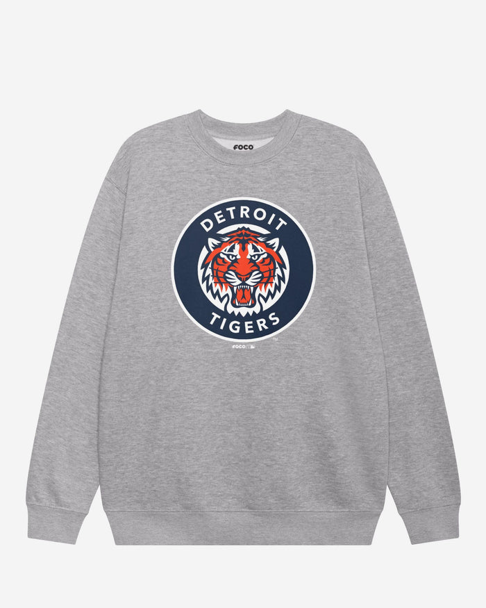 Detroit Tigers Alternate Logo Crew Neck Sweatshirt FOCO Athletic Heather S - FOCO.com