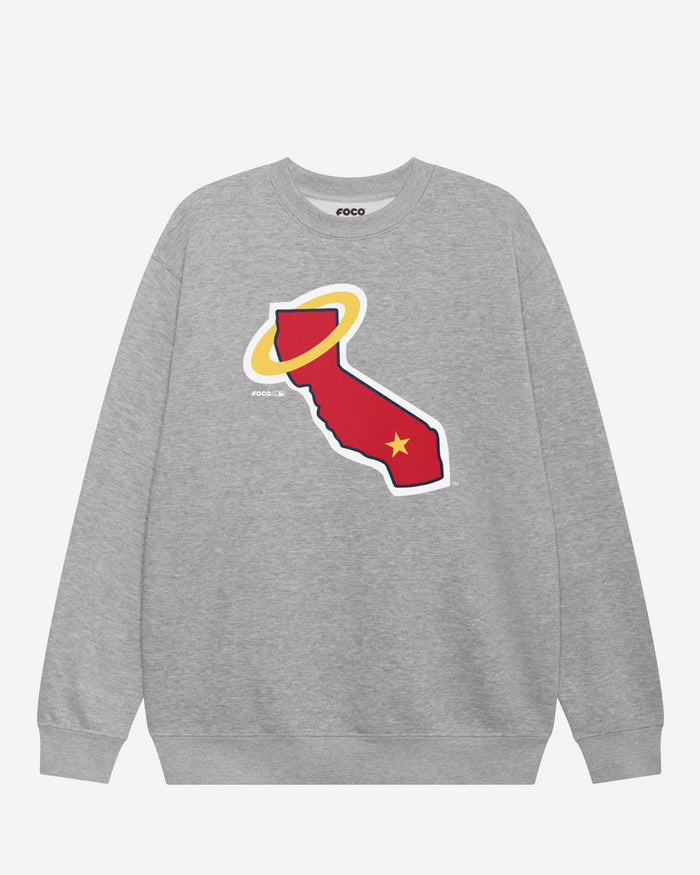 Los Angeles Angels 1970 Alternate Logo Crew Neck Sweatshirt FOCO Athletic Heather S - FOCO.com