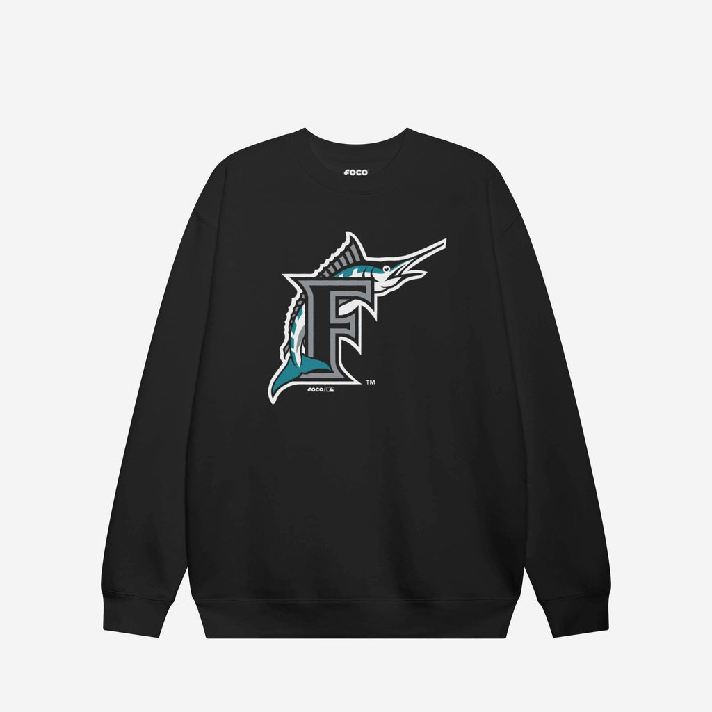 Miami Marlins 1993 Alternate Logo Crew Neck Sweatshirt FOCO Black S - FOCO.com