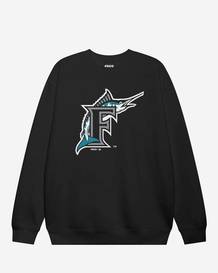 Miami Marlins 1993 Alternate Logo Crew Neck Sweatshirt FOCO Black S - FOCO.com