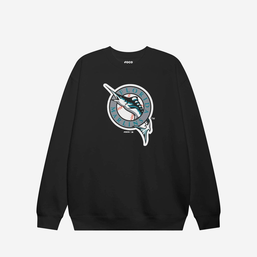 Miami Marlins 1993 Home Alternate Logo Crew Neck Sweatshirt FOCO Black S - FOCO.com