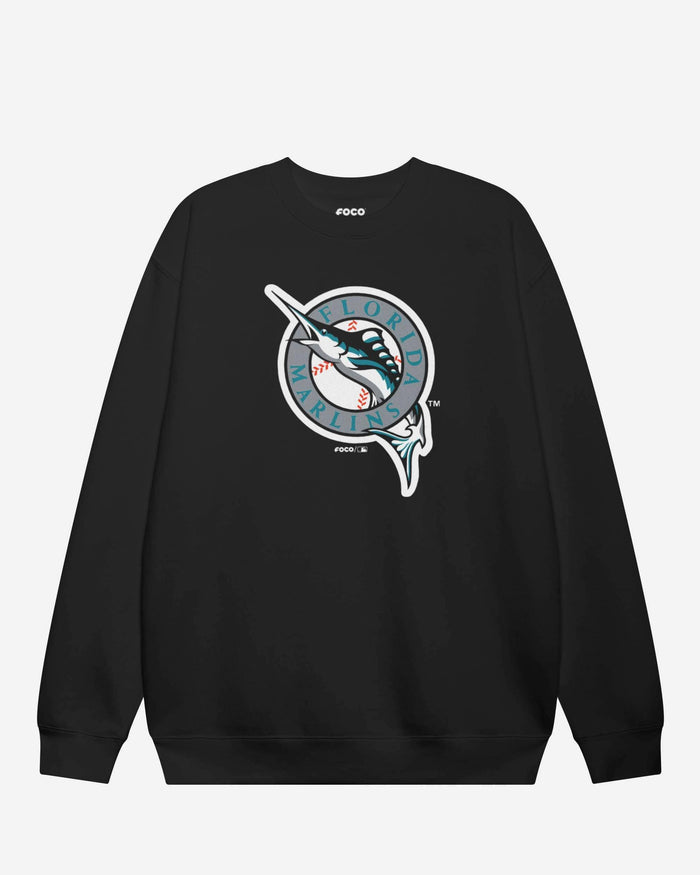 Miami Marlins 1993 Home Alternate Logo Crew Neck Sweatshirt FOCO Black S - FOCO.com