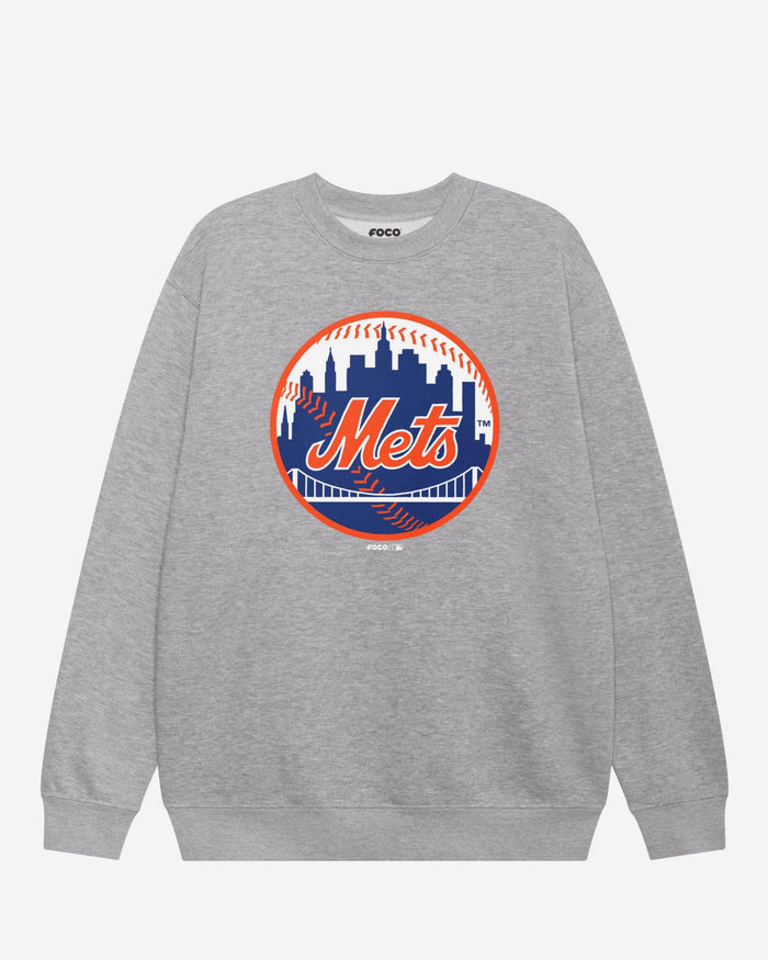New York Mets Alternate Logo Crew Neck Sweatshirt FOCO Athletic Heather S - FOCO.com