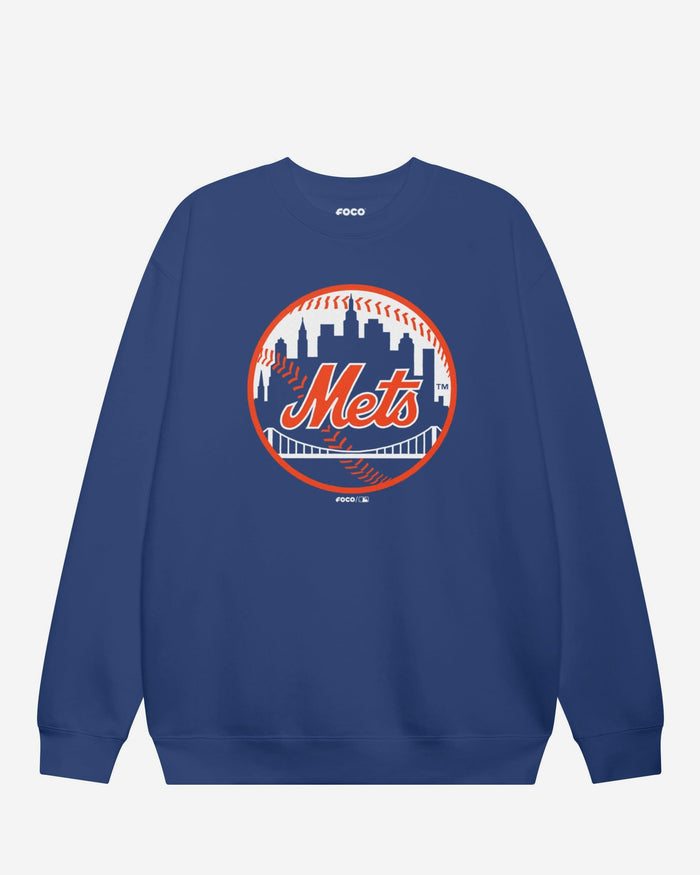 New York Mets Alternate Logo Crew Neck Sweatshirt FOCO True Royal S - FOCO.com
