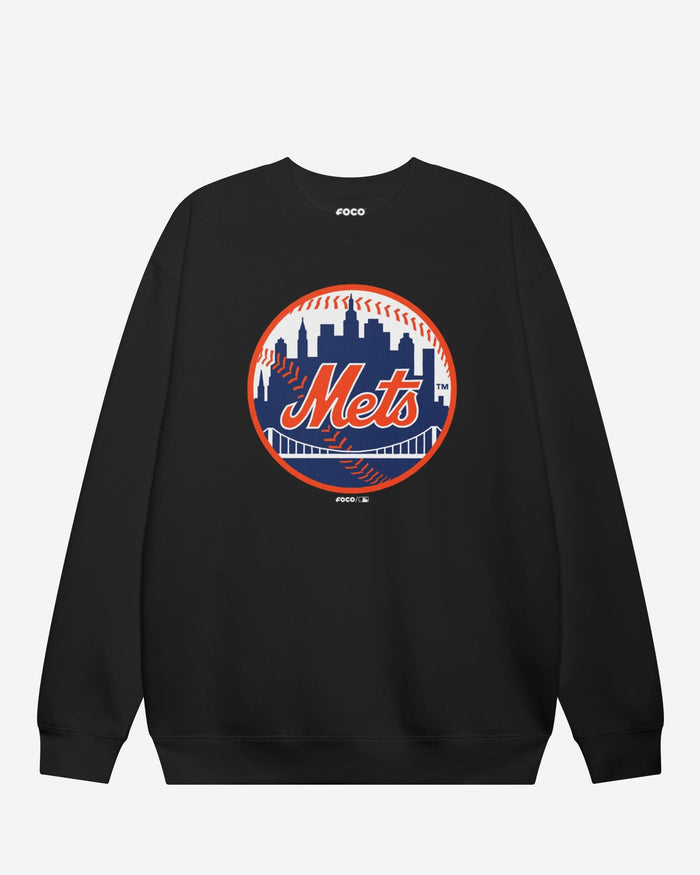 New York Mets Alternate Logo Crew Neck Sweatshirt FOCO Black S - FOCO.com