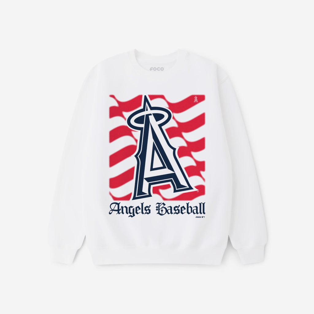 Los Angeles Angels American Heritage Wordmark Crew Neck Sweatshirt FOCO S - FOCO.com