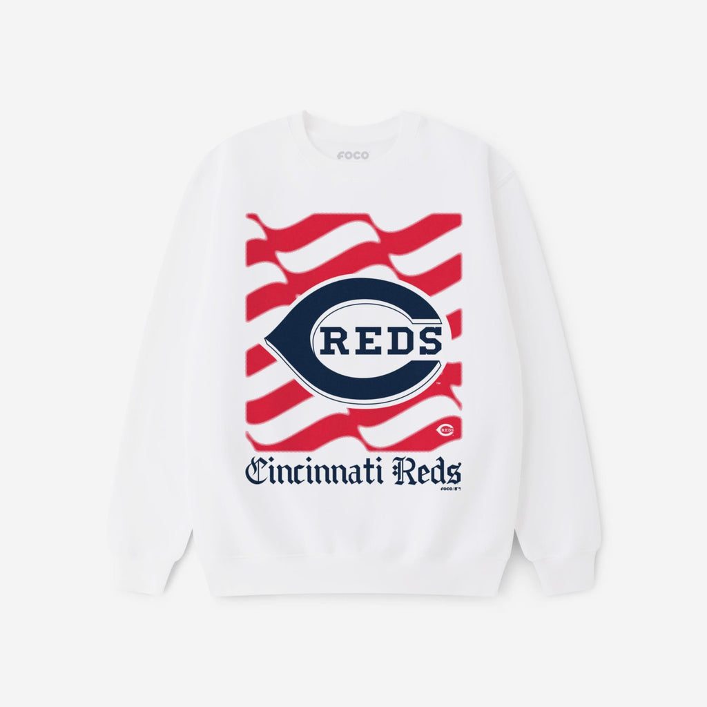 Cincinnati Reds American Heritage Wordmark Crew Neck Sweatshirt FOCO S - FOCO.com