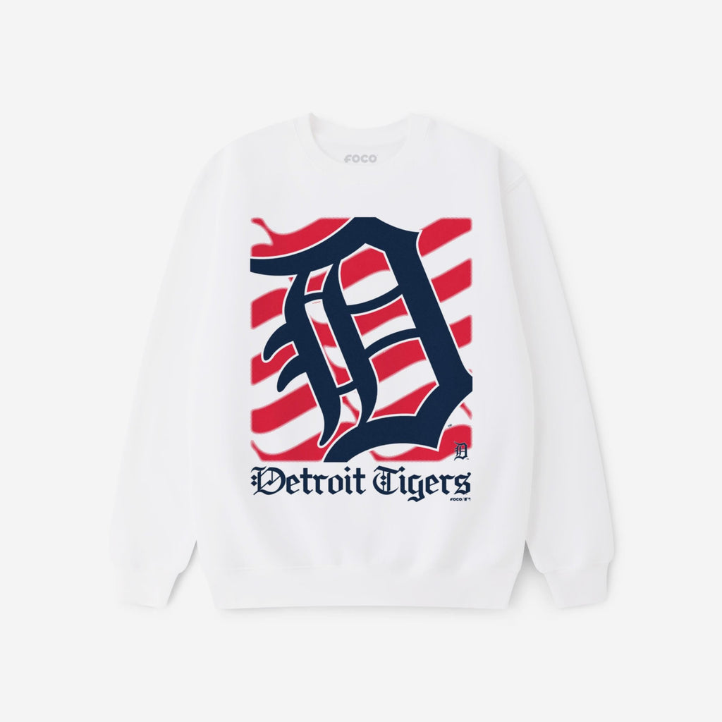 Detroit Tigers American Heritage Wordmark Crew Neck Sweatshirt FOCO S - FOCO.com