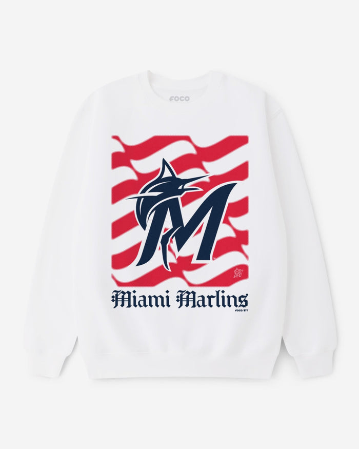 Miami Marlins American Heritage Wordmark Crew Neck Sweatshirt